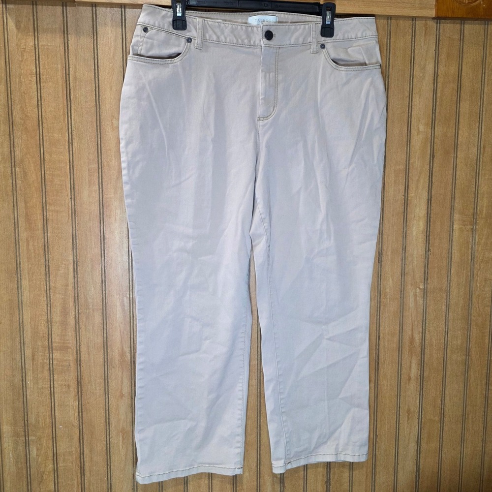 Talbots Curvy Fit Cropped Pants‎ Women's Size 14 Casual Khaki